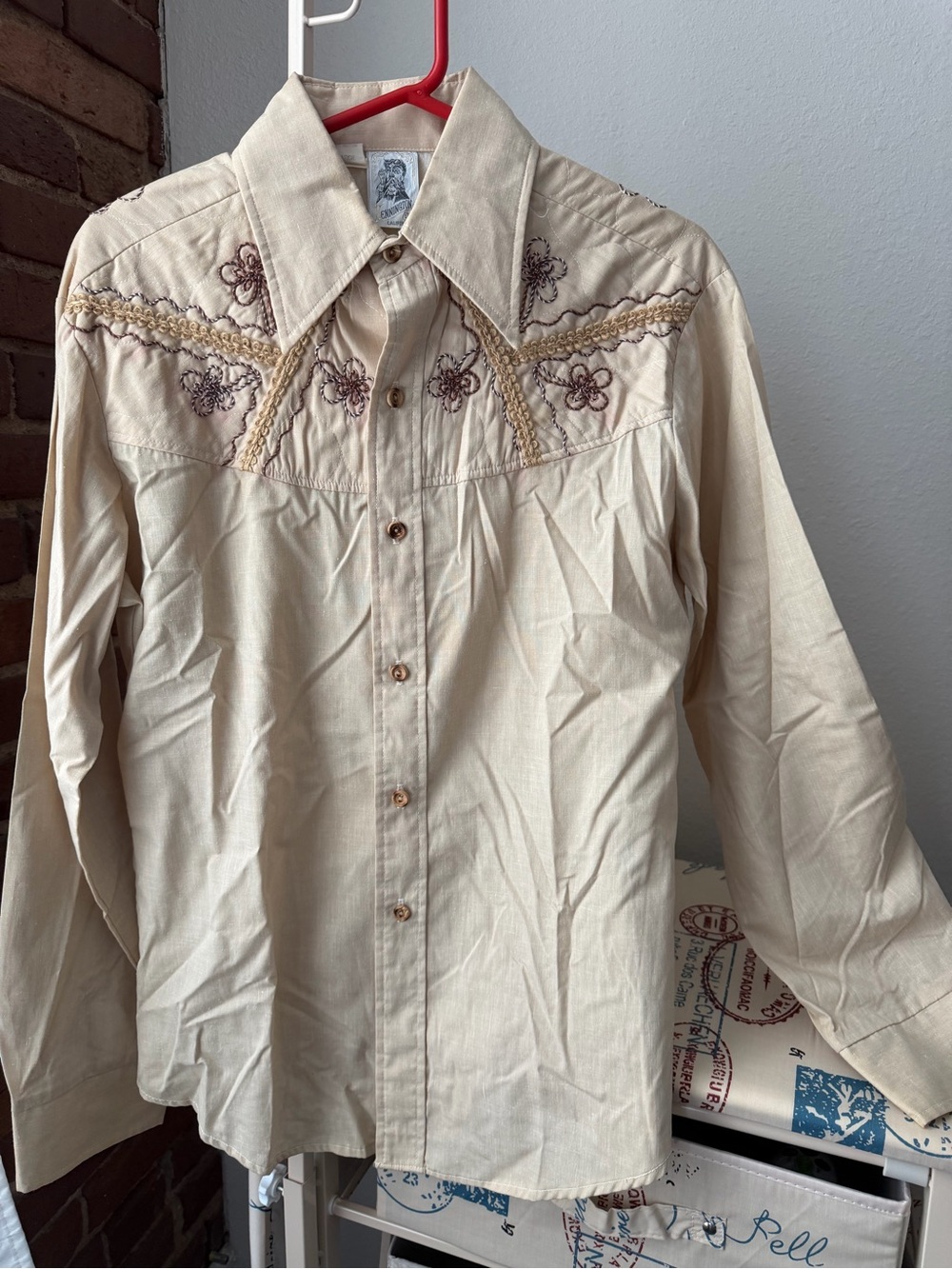 Kennington LTD Cream Embroidered Western Button-Down Shirt